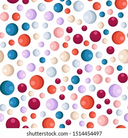 Geometric abstract round or circle seamless pattern - colored balls on white background. geometry shapes - repeatable motif for textile, carpet, wrapping paper, fabric. - Vector illustration
