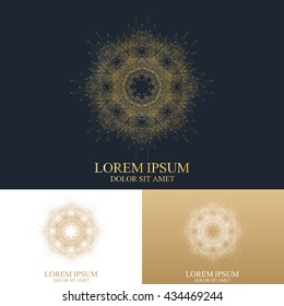 Geometric abstract round form with connected line and dots. Graphic composition for medicine, science, technology , chemistry. Vector Sign Template.