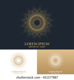 Geometric abstract round form with connected line and dots. Graphic composition for medicine, science, technology , chemistry. Vector Logo Template