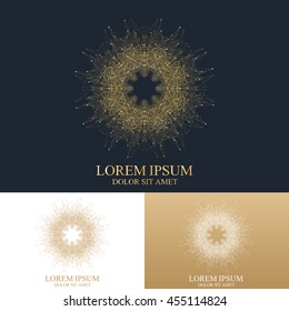 Geometric abstract round form with connected line and dots. Graphic composition for medicine, science, technology , chemistry. Vector Logo Template