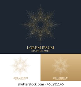 Geometric abstract round form with connected line and dots. Graphic composition for medicine, science, technology , chemistry. Vector Logo Template