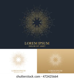 Geometric abstract round form with connected line and dots. Graphic composition for medicine, science, technology , chemistry. Vector Logo Template