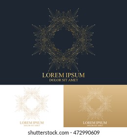 Geometric abstract round form with connected line and dots. Graphic composition for medicine, science, technology , chemistry. Vector Logo Template