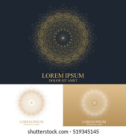 Geometric abstract round form with connected line and dots. Graphic composition for medicine, science, technology , chemistry. Vector Logo Template