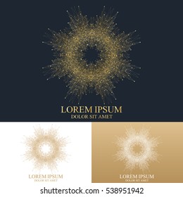 Geometric abstract round form with connected line and dots. Graphic composition for medicine, science, technology , chemistry. Vector Logo Template.