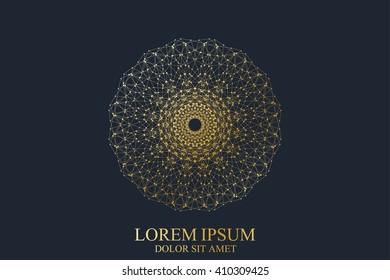 Geometric abstract round icon with connected line and dots. Graphic composition for medicine, science, technology , chemistry. Vector Logo Template. Creative Logotype concept.