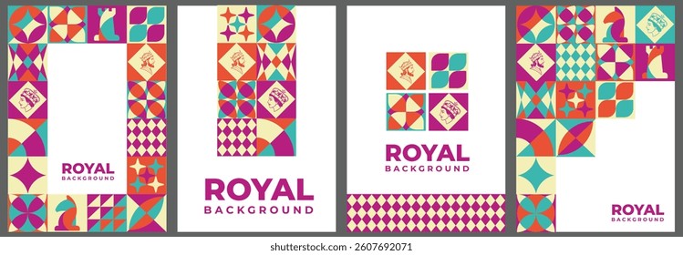 Geometric Abstract Royal kingdom Mosaic Poster design, Stylish Geometric Poster with Modern Abstract Elements