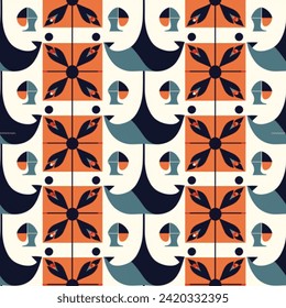 Geometric Abstract Scandinavian Design Seamless Pattern Wallpaper Fabric Curtain Bedding White Background
