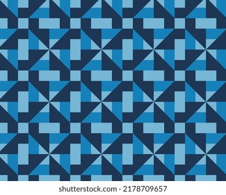 Geometric abstract seamless blue color pattern, background