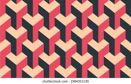 geometric, abstract, seamless colored background created from objects of red, black and yellow color vector. 