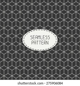 Geometric abstract seamless cube pattern with rhombuses. Wrapping paper. Paper for scrapbook. Tiling. Vector illustration. Background. Stylish graphic texture with optical illusion effect for design.