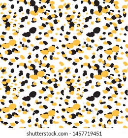 Geometric Abstract  seamless Pattern with Animal print. Seamless Leopard Skin Pattern with black and yellow spots. Perfect for print, banners, fabric