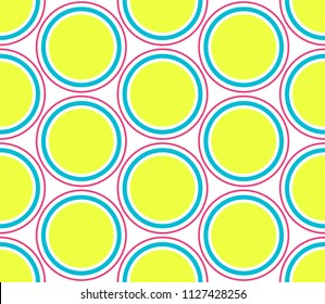 Geometric abstract seamless pattern background. Colorful shapes of dots and circles. Hexagonal composition, modern trend design