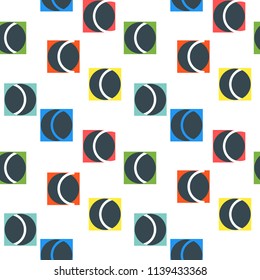 Geometric abstract seamless pattern background. Colorful shapes of curves and circles. Square composition, modern trend design