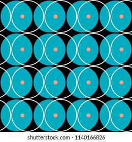Geometric abstract seamless pattern background. Colorful shapes of curves and circles. Square composition, modern trend design