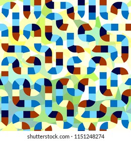 Geometric abstract seamless pattern background. Colorful shapes of winding bending curves.
Striped meander, modern trend design

