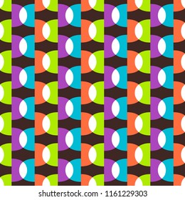 Geometric abstract seamless pattern background. Colorful shapes of curves, waves and semicircles. Square composition, modern trend design