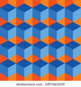 Geometric abstract seamless pattern background texture. Cube shape, diamond shape. Vector Illustration