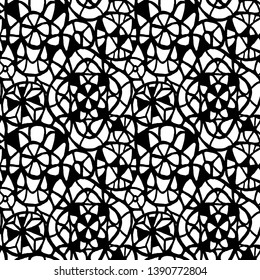 Geometric abstract seamless pattern. Black and white stained glass window illustration. Lace background for textile, fabric, wrapping, carpet, wallpaper, postcard.