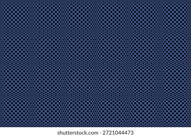 Modelo inconsútil abstracto geométrico con el arte de la ilusión del punto negro en fondo azul. Ilustración vectorial, para el Fondo de pantalla masculino de la decoración de la cubierta de la ropa deportiva del paño de vestir de la camisa por toda la impresión