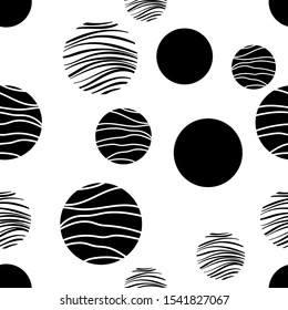 Geometric abstract seamless pattern with blsck circles. Pattern for fashion,wallpaper,paper. Vector illustration.