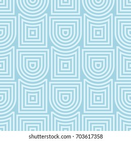 Geometric abstract seamless pattern. Blue and white background for textile or paper. Vector illustration