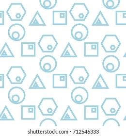 Geometric abstract seamless pattern. Blue and white background for textile or paper. Vector illustration