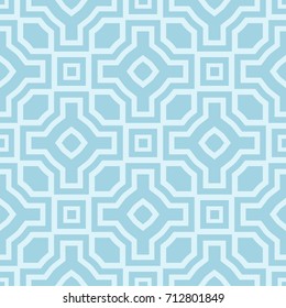 Geometric abstract seamless pattern. Blue and white background for textile or paper. Vector illustration
