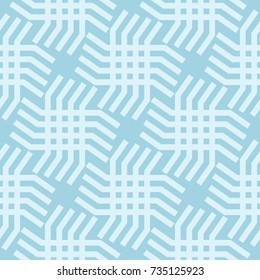 Geometric abstract seamless pattern. Blue and white background for textile or paper. Vector illustration