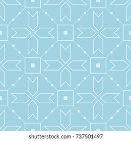 Geometric abstract seamless pattern. Blue and white background for textile or paper. Vector illustration