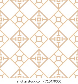Geometric abstract seamless pattern. Brown and white background for textile or paper. Vector illustration