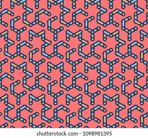 Geometric abstract seamless pattern with chain elements