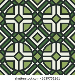 Geometric Abstract Seamless Pattern with Circle and Rhombus Shape Design
