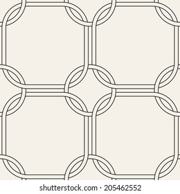 Geometric abstract seamless pattern. Classic background with intersecting circles. Vector illustration. Celtic grid