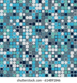 Geometric abstract seamless pattern of colored shapes