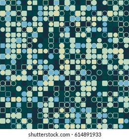 Geometric abstract seamless pattern of colored shapes