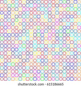 Geometric abstract seamless pattern of colored shapes
