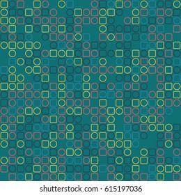 Geometric abstract seamless pattern of colored shapes
