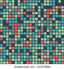 Geometric abstract seamless pattern of colored shapes