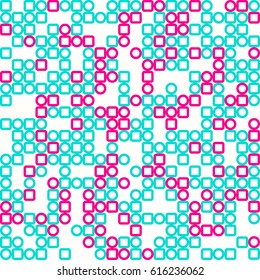 Geometric abstract seamless pattern of colored shapes
