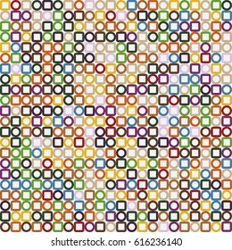 Geometric abstract seamless pattern of colored shapes