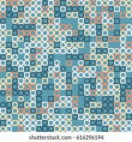 Geometric abstract seamless pattern of colored shapes