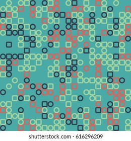 Geometric abstract seamless pattern of colored shapes