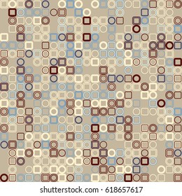 Geometric abstract seamless pattern of colored shapes