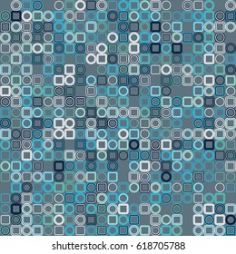 Geometric abstract seamless pattern of colored shapes