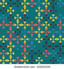 Geometric abstract seamless pattern of colored shapes