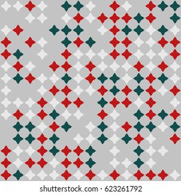 Geometric abstract seamless pattern of colored shapes