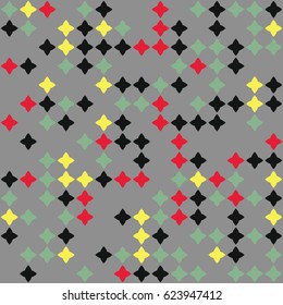 Geometric abstract seamless pattern of colored shapes