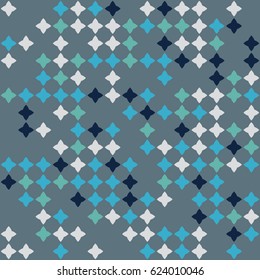 Geometric abstract seamless pattern of colored shapes