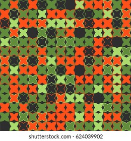 Geometric abstract seamless pattern of colored shapes